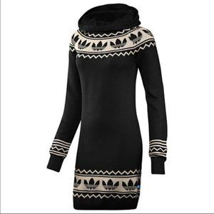 RARE Adidas Fair Isle Sweater Hoodie Dress